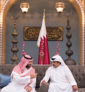 ولي_ولي_العهد وأمير قطر يبحثان العلاقات الأخوية وتطورات المنطقة ‫(1)‬ ‫‬